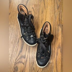 UGG Black Leather Boat Shoes